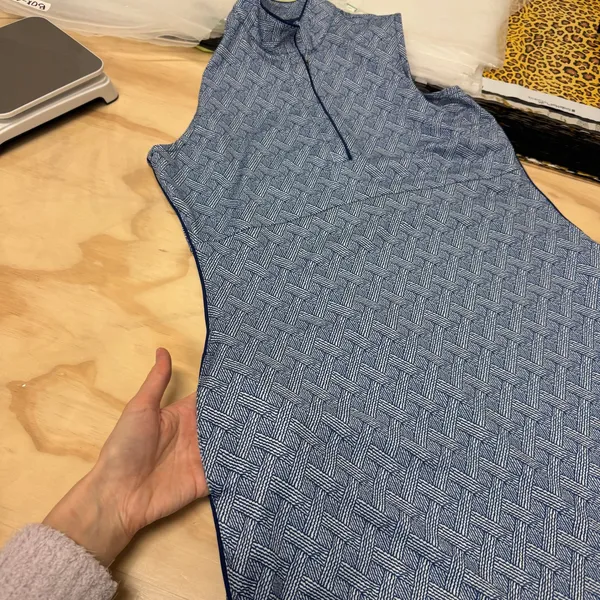 EP New York‎ Women's Golf Dress Blue White Basketweave Geometric Quarter Zip M - Image 9