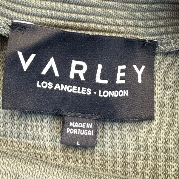 Varley Olive Green Ribbed Mock Neck‎ Pullover Sweatshirt Size L Cotton Portugal - Image 2