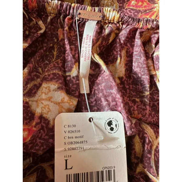 Free People Western Bohemian Dainty Lola Mini Dress Mocha Combo Large Floral NWT - Image 11