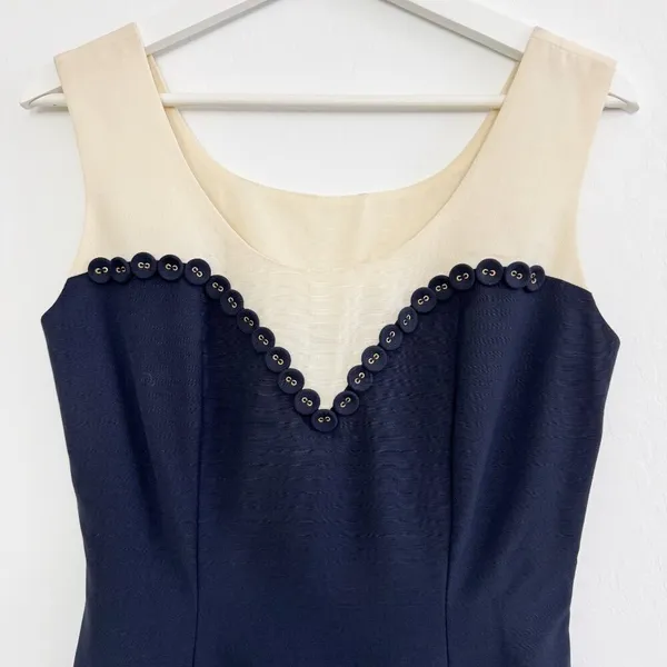 Marina Babini Dress‎ Size Medium Vintage Wool Sleeveless Button Garden Party - Image 2