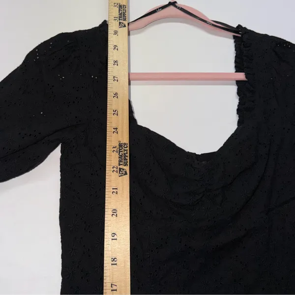 Lulus Dress Womens Small Black Eyelet Puff Sleeve‎ Mini Cottagecore Boho - Image 4