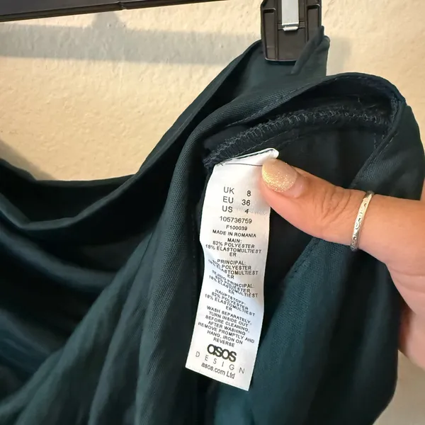 ASOS DESIGN One Shoulder Satin Top Size 4 Forest Green Cocktail Wedding Guest - Image 6