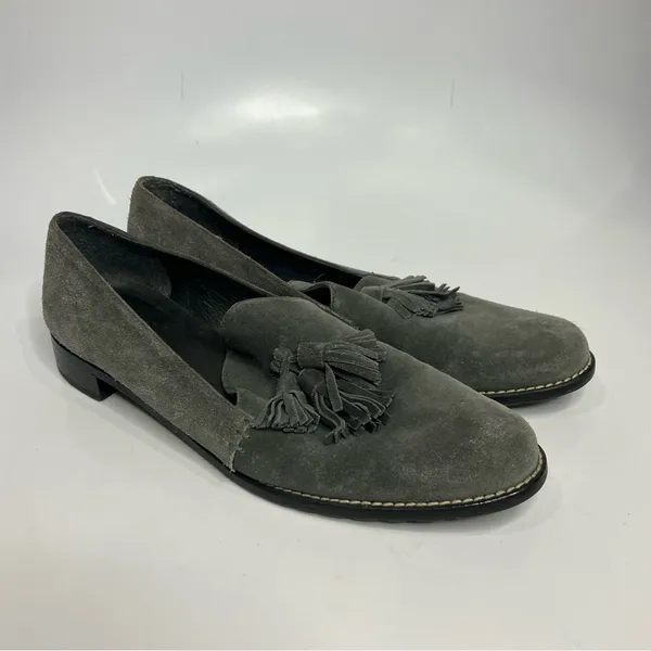 Stuart Weitzman‎ Guido gray leather tassel loafers women’s size 8.5 professional - Image 3