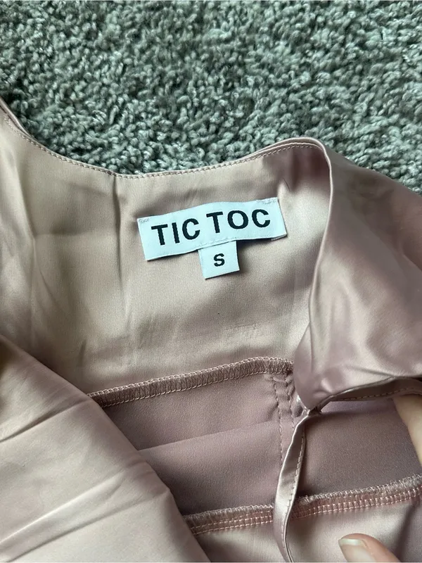 Tic Toc Satin Spaghetti-Strap Mini Dress in Dusty Rose - Image 3
