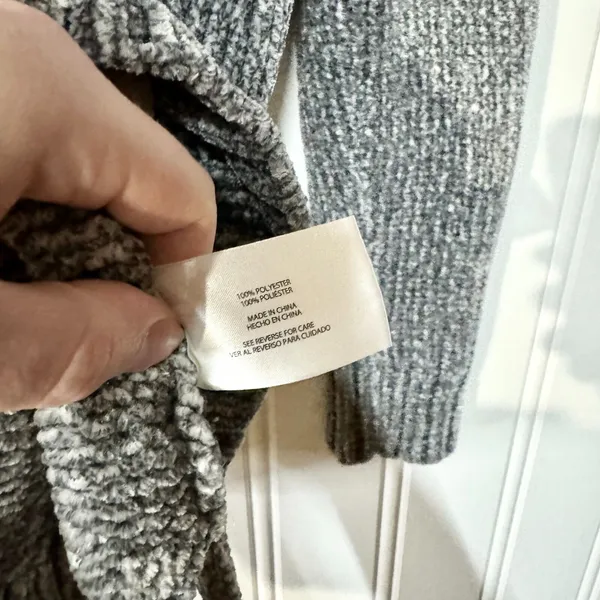Orvis Sweater Chunky Knit Grey Long Sleeve‎ V Neck Pullover Size Small - Image 3