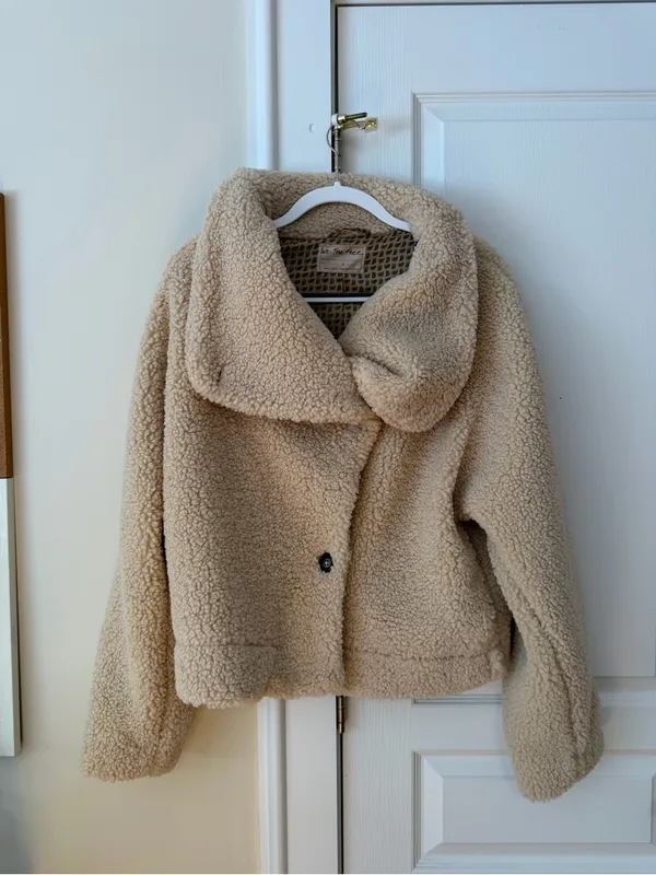 Free People Cream Teddy Button-Front Jacket - Image 7