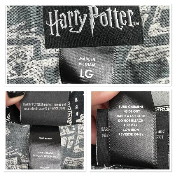 Harry Potter Marauders Map Black Sleeveless Button Up Tie Front Top Womens Large - Image 6