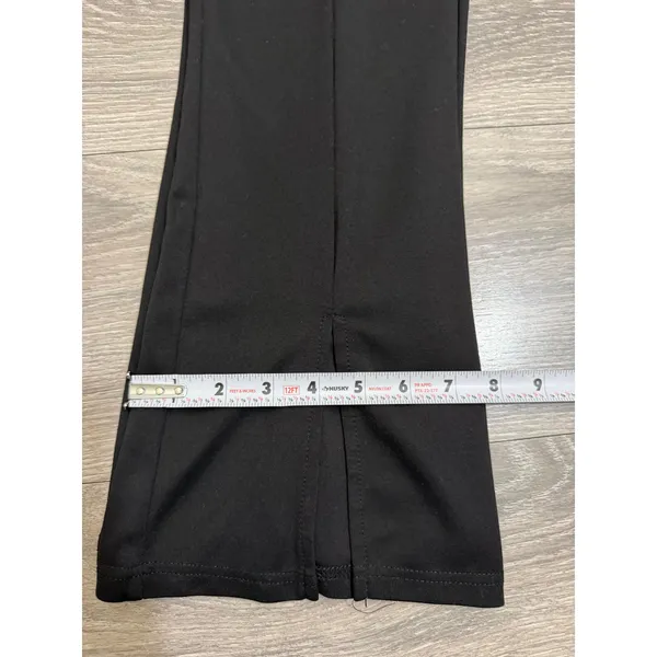 Whimsigoth Womens Pants Size M Black‎ Front Slit Cropped Flare Seam Goth Stretch - Image 11