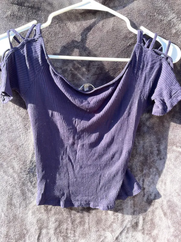 Navy Blue Off The Shoulder Top - Image 2
