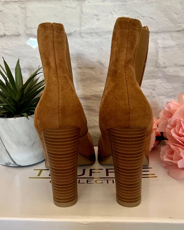 SheIn Camel Faux Suede Booties - Image 6