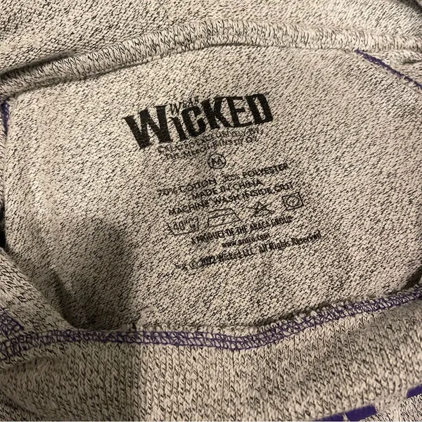 Wicked Broadway Musical Gray Purple Pullover Hoodie Medium - Image 5