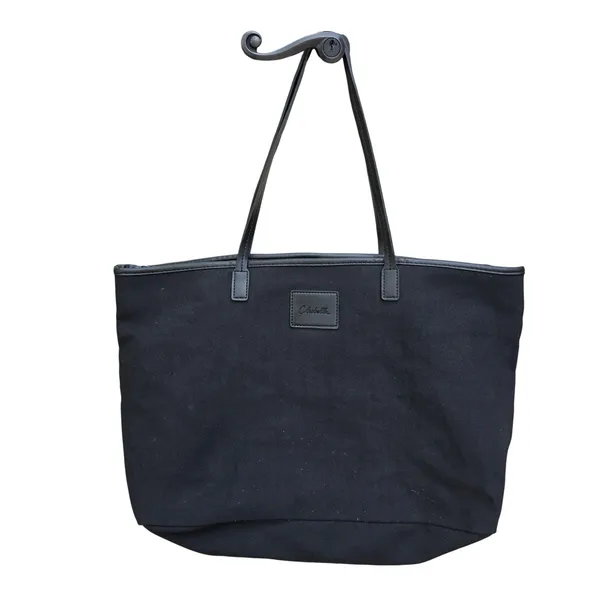 Cleobella Black Canvas Large Zip Top Tote‎ Bag Minimalist Shoulder Bag 20x12 - Image 2