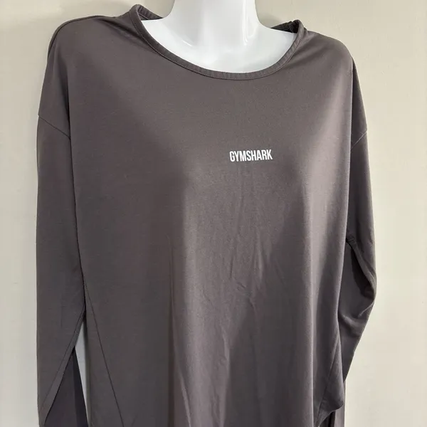 GymShark Open Back Ark Long Sleeve Shirt Women’s Medium Athletic Gray Top - Image 3