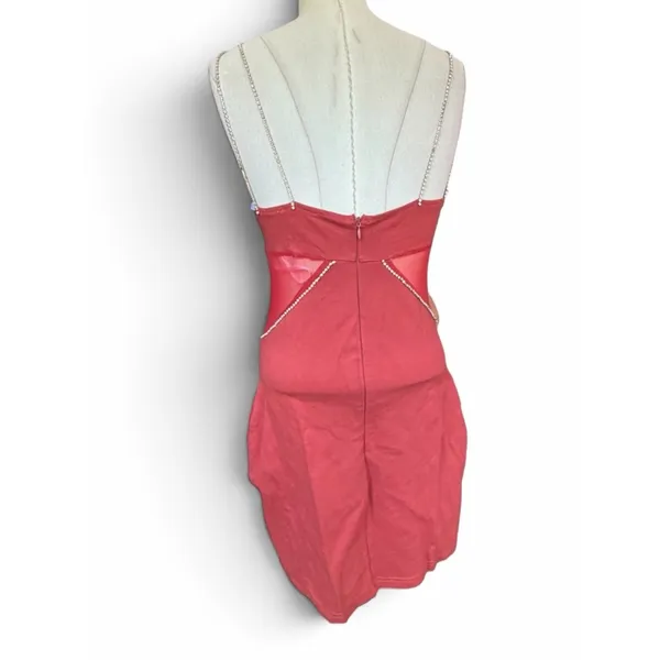 SUPERDOWN Jaxie Diamond Mini Dress Women's M Rust Embellished Sleeveless Party - Image 4