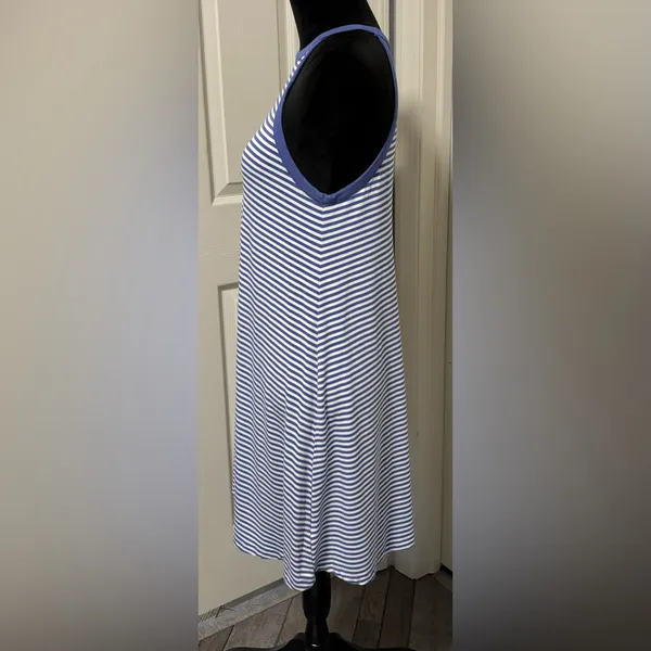 Old Navy Navy Stripe High-Neck A-Line Swing Dress - Image 3