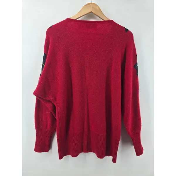 Cedars Sweater‎ Womens M Wool Angora Christmas Holly Bow Red Beaded Vintage - Image 4