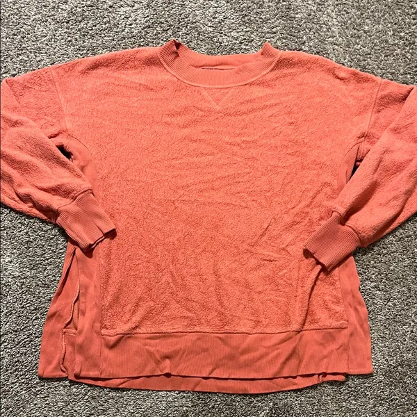 Aerie Chilled Out Coral French Terry Oversized Sweatshirt Small‎ - Image 8