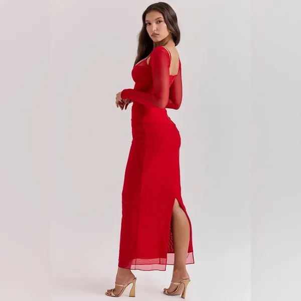 House of CB Katarina Scarlet Long Sleeve Maxi Dress - Image 8