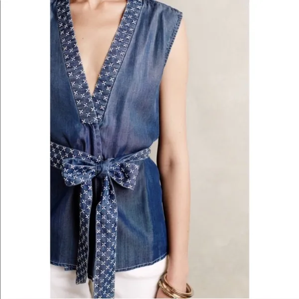 Anthropologie Holding Horses Chambray Vest XS - Image 3