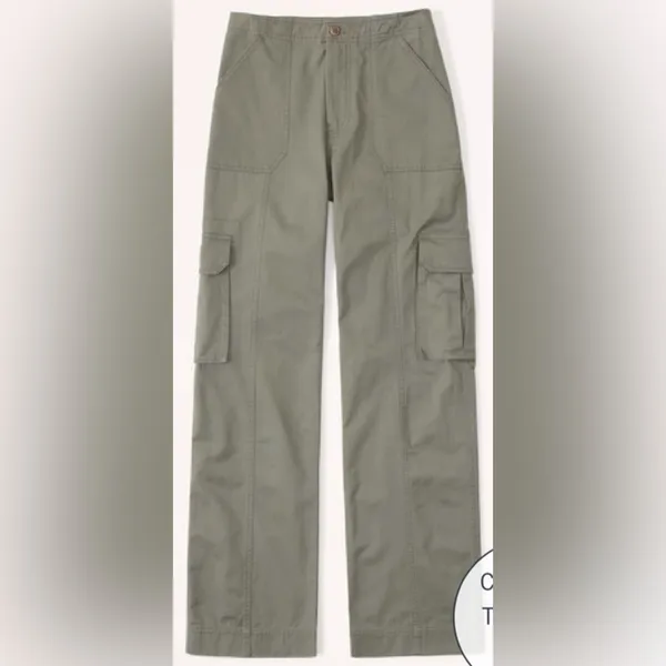 Abercrombie & Fitch Relaxed Cargo Pants, Army Green, Size 29, EUC - Image 3