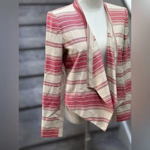 NEW BCBGMAXAZRIA Abbey Cropped Relaxed‎ Blazer Jacket Red Multi Coastal Office - Image 3