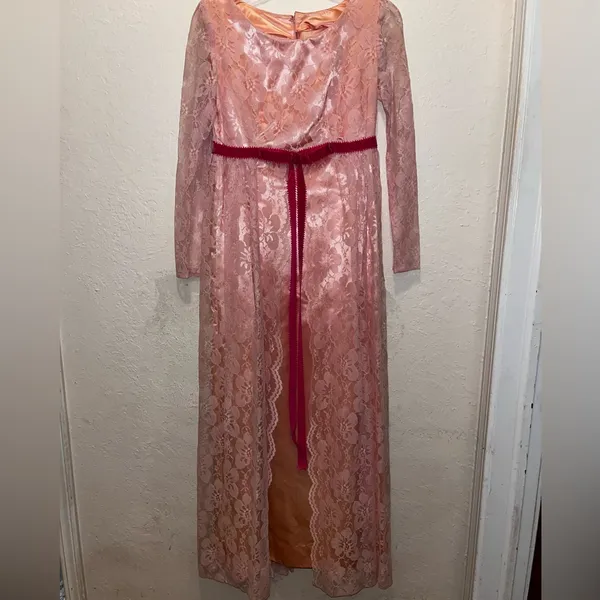 Vintage Elegant Lace Dress 70s evening semi formal special occasion - Image 2