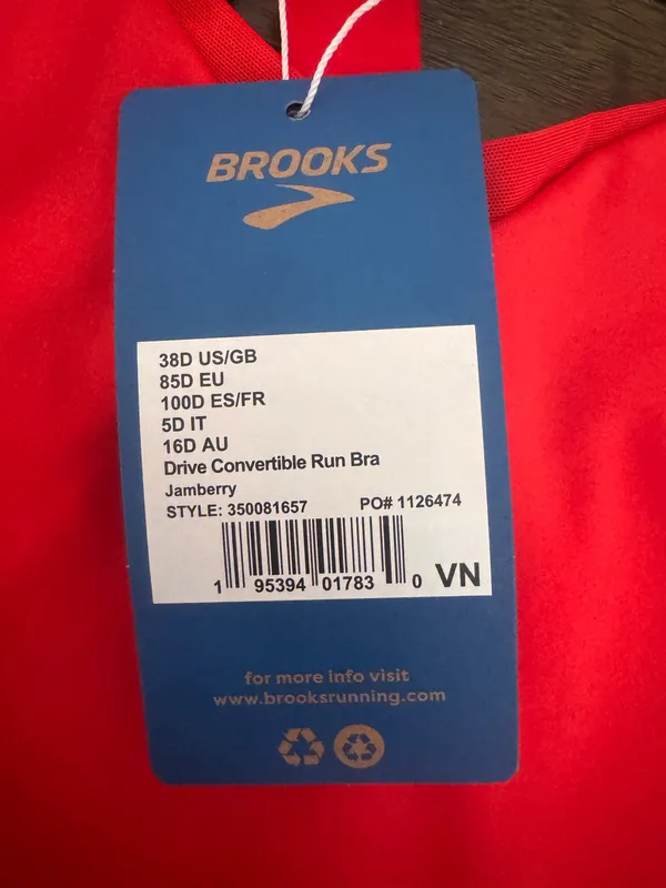 Brooks Drive Convertible Run Bra 38D NWT Jamberry Red High Support - Image 3