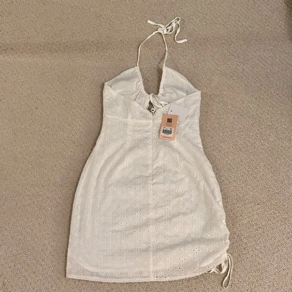Tiger Mist White Eyelet Halter Mini Dress - Image 3