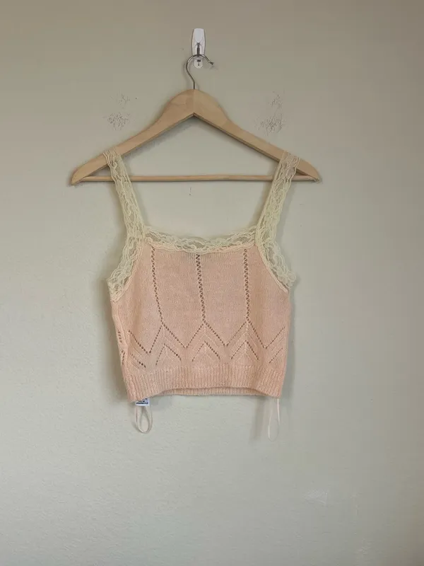 NWT Zara Pointelle Knit Lace Trim Crop Tank - Image 10