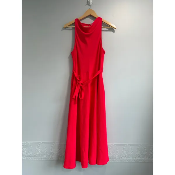 Amanda Uprichard Elondra Electric Rogue Pink Minimalist Tea Party Midi Dress S - Image 3