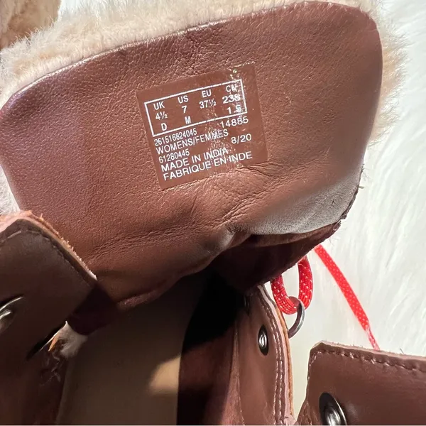 Clarks Orianna Hiker Boots Brown Leather Fur Trim Women’s size 7 - Image 11