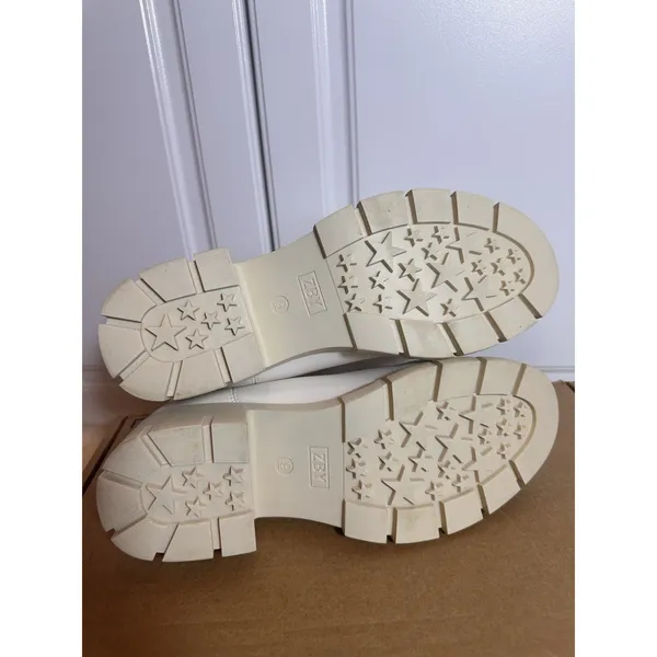 ZBY Women's Chunky Heel Sock Boot Cream Color Size‎ 9 - Image 4