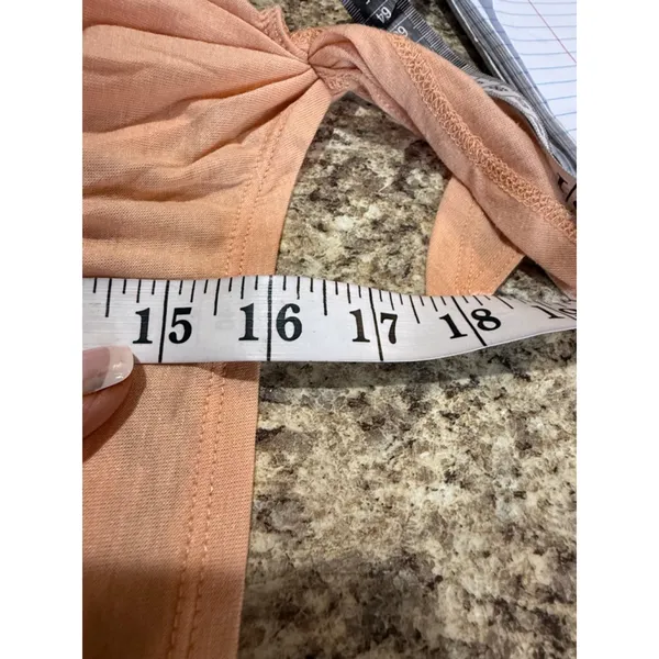 Women's Free People Peach Lace Sleeve Tie-Front Crop Top S - Image 4