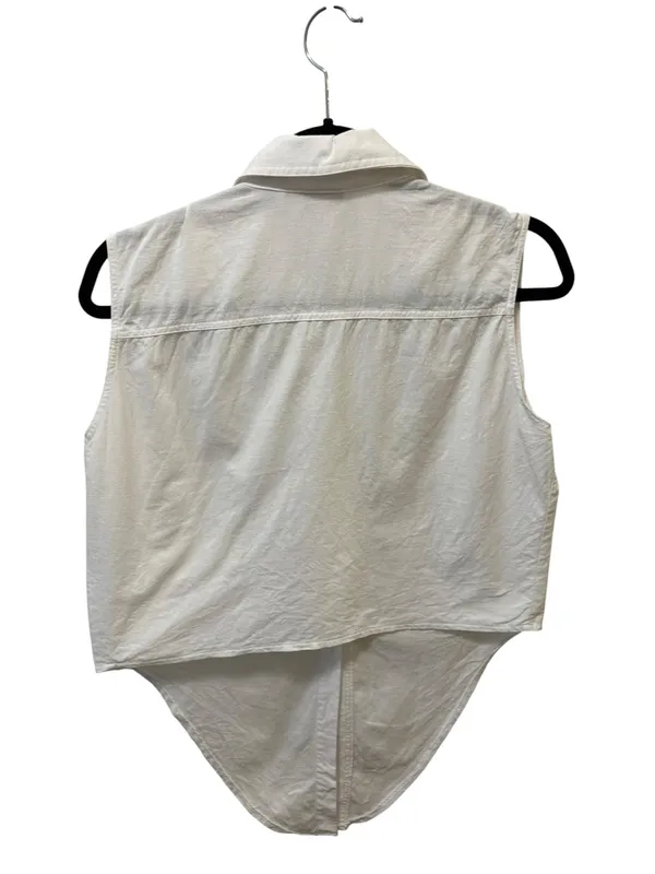 VTG Gitano White 100% Cotton Tied Up Sleeveless Top Sz M Summer Crisp Blouse - Image 3