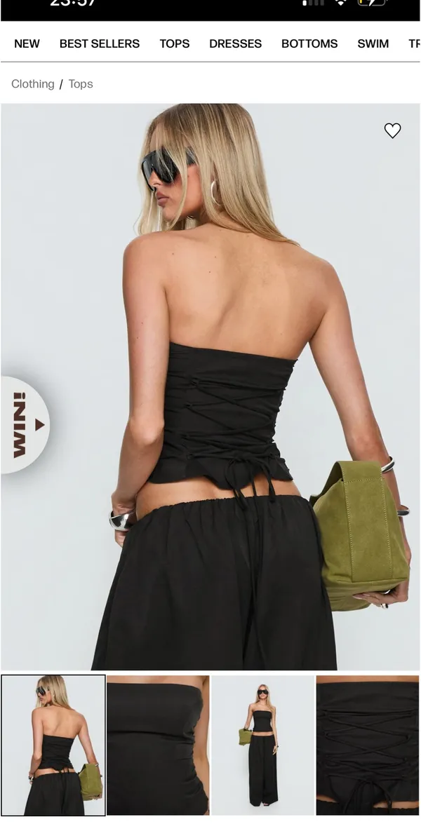 Black Strapless Princess Polly Top - Image 3