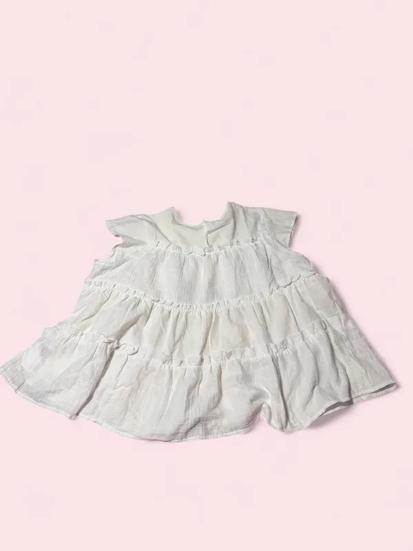 Women’s White Tiered Ruffle Blouse - Image 2
