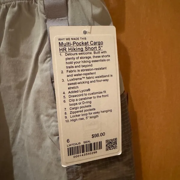 Lululemon Multi-Pocket Cargo HR Hiking Short 5" - seal grey - Image 2