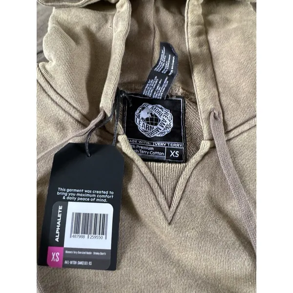 ALPHALETE Women’s Terry Oversized Hoodie - Smokey Quartz ,Size XS - Image 7