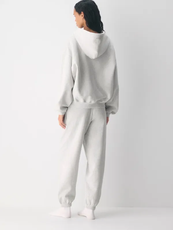 Aritzia Cozy Sweatfleece Mega Zip Hoodie Heather Cloud White - Image 6