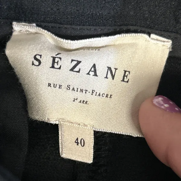 Sézane Pants Womens 40 US 8 Black Trousers Belted Pockets Career Classy Office - Image 4