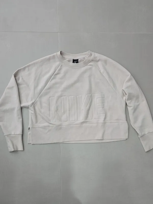 New Nike Women's Cream Crewneck Sweatshirt with Embossed Logo Size S - Image 3
