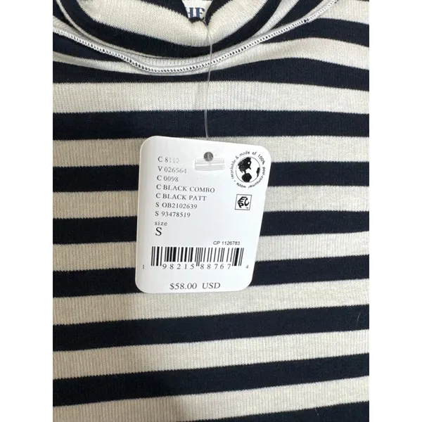 NWT Free People We The Free Good Good Stripe Turtleneck Top - Black Combo Size S - Image 5