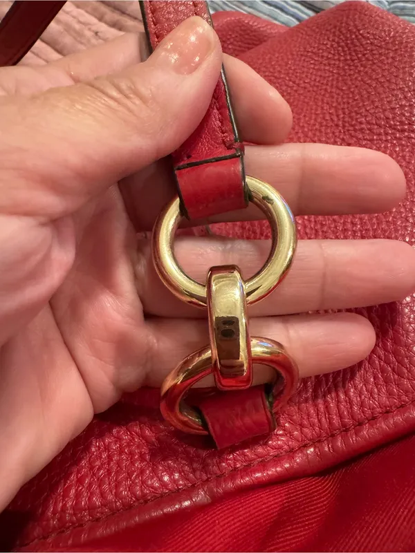 Coach Ellis Tote 33961 Red Pebbled Leather Gold Hardware - Image 6