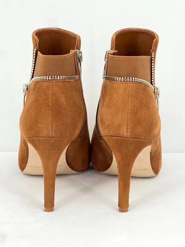 Marc Fisher Serenity Cognac Suede Peep Toe Stiletto Heel Ankle Booties Size 7M - Image 8