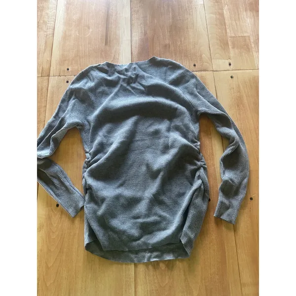 Isabel by Ingrid & Isabel Gray‎ Ribbed Ruched Side Maternity U-Neck Sweater XS - Image 5