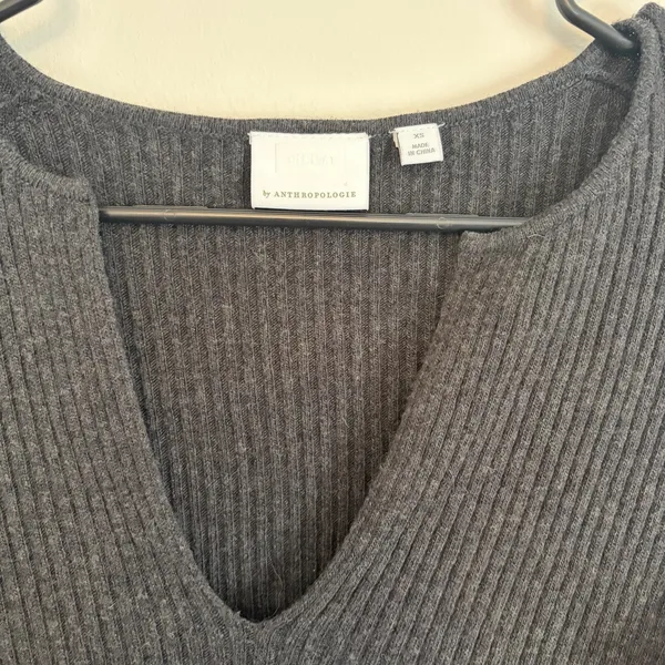 Anthropologie Ett Twa Sweater Ribbed XS Gray Charcoal Pullover Long Sleeve - Image 2