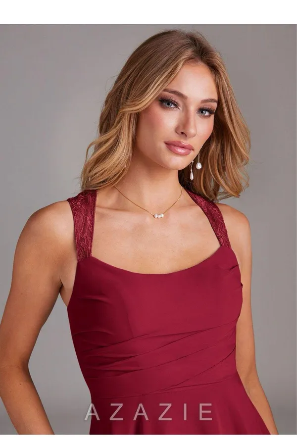 Azazie A-Line Burgundy Bridesmaid Dress - Image 3