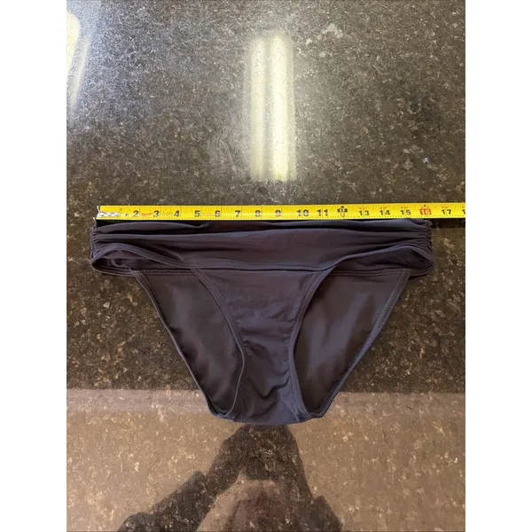 Victoria's Secret Black Swimsuit Bikini Bottoms Sz M Ruched Swim Beach Wide Band - Image 2