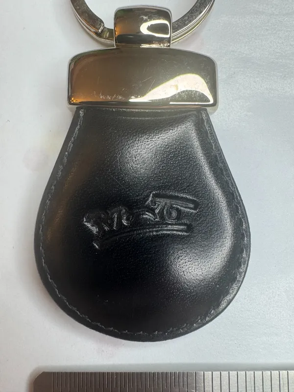 R. Britto Black Leather Keychain Key Ring Silver Tone - Image 5