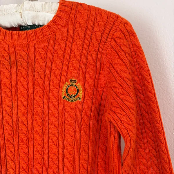 Lauren Ralph Lauren vintage orange cable knit sweater - Image 2